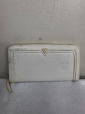 Guess White Zip-Around Leather Wallet
